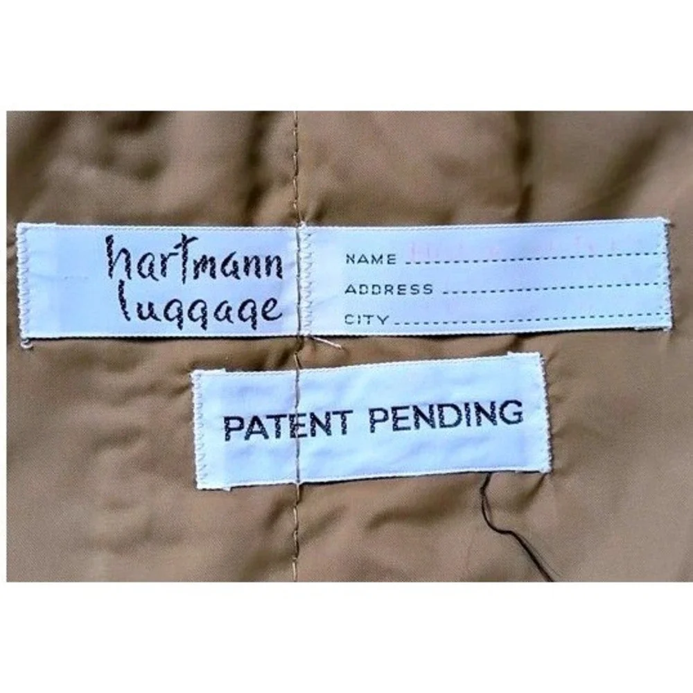 VTG. Hartmann Luggage~Tan Nylon/Belting Leather Trim Folding Garment Travel Bag